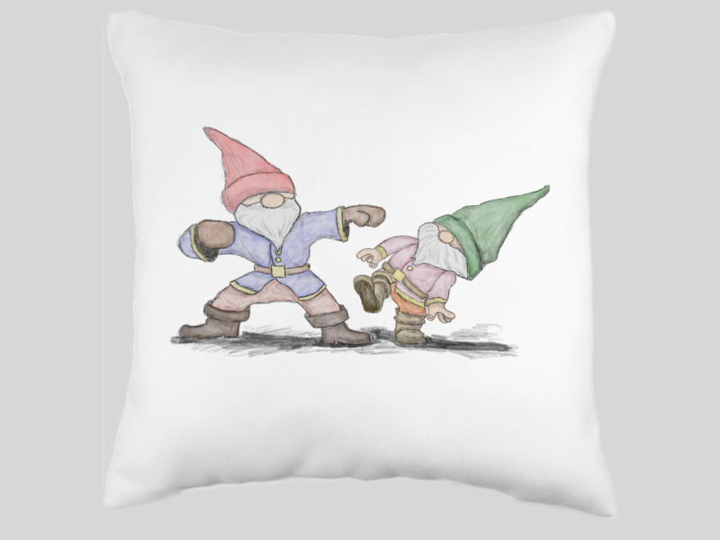 Gnome Throwing a Jab Throw Pillow